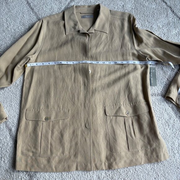 NWT Kate Hill Tan/Beige Silk Linen Luxury Blend 2-Piece Set Jacket & Pants Sz 10 - Picture 5 of 15